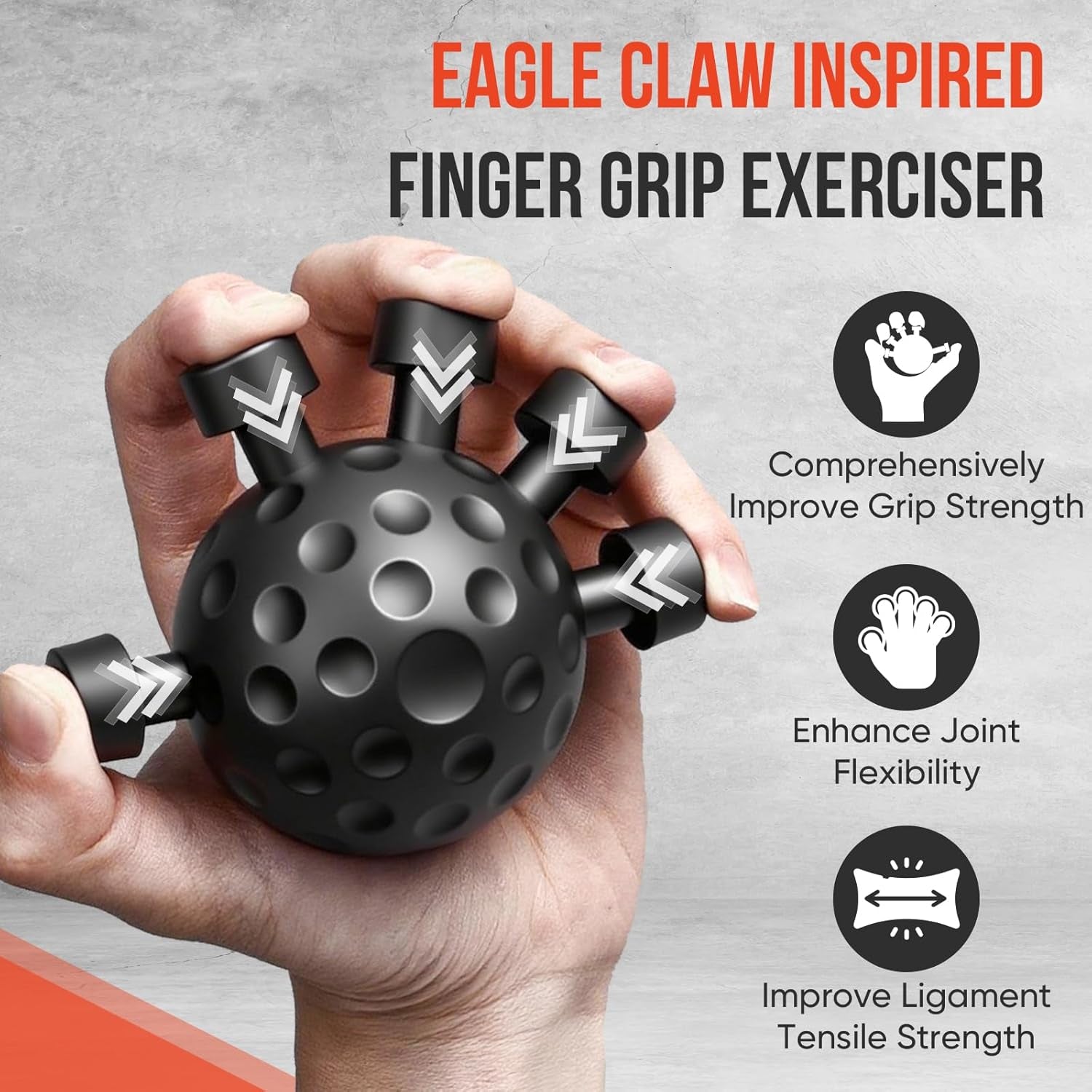 4-Pack Grip Strength Trainer Kit, Adjustable Forearm Strengthener, Black Hand Grip Strengthener Balls, Finger Exerciser & Stretcher for Strength Training, Recovery & Flexibility