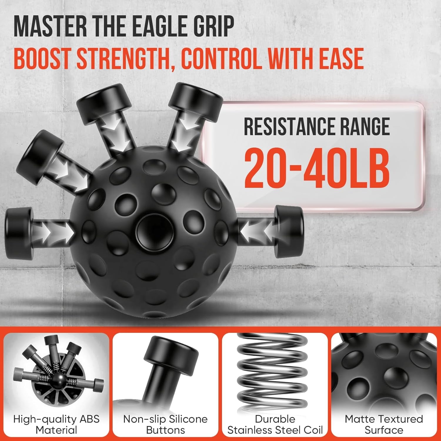 4-Pack Grip Strength Trainer Kit, Adjustable Forearm Strengthener, Black Hand Grip Strengthener Balls, Finger Exerciser & Stretcher for Strength Training, Recovery & Flexibility