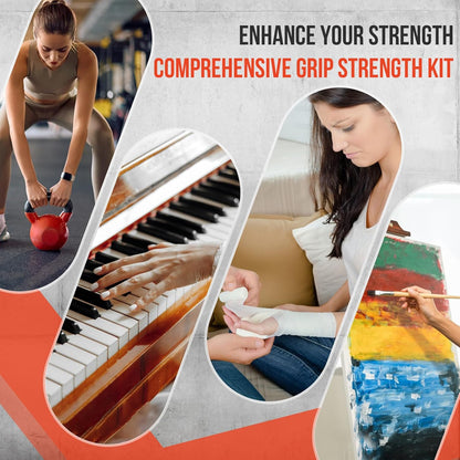 4-Pack Grip Strength Trainer Kit, Adjustable Forearm Strengthener, Black Hand Grip Strengthener Balls, Finger Exerciser & Stretcher for Strength Training, Recovery & Flexibility